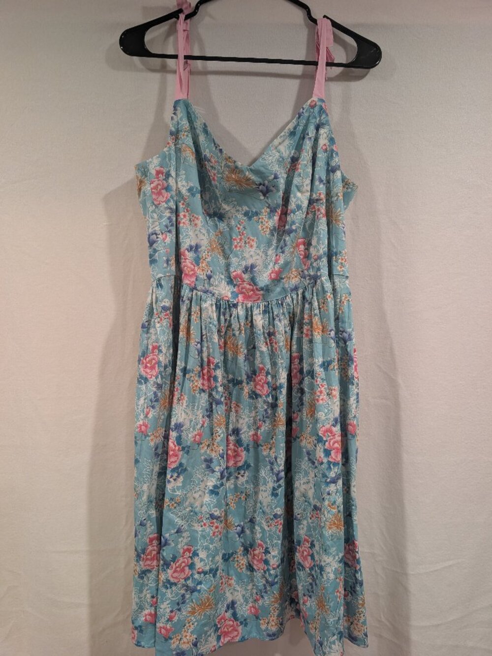 Hell bunny vintage 50s style rockabilly floral dress tie bow straps size 2x